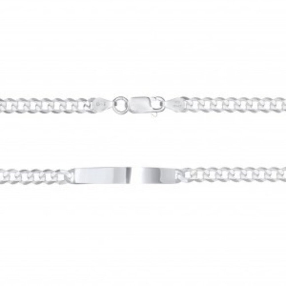 WOMEN 925 SILVER CURB CHAIN ID BRACELET 7" INCHES